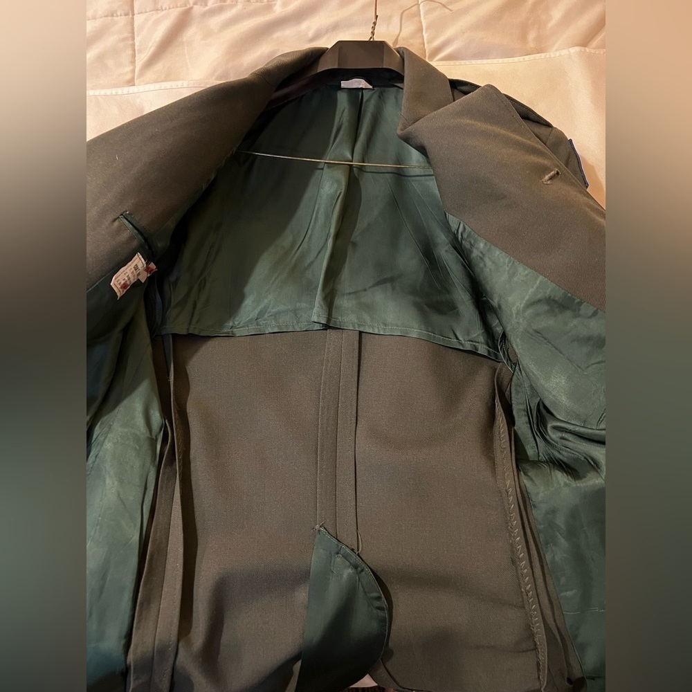 Men’s military jacket XL 38L long coat embroidered patched army green outerwear - Picture 7 of 15